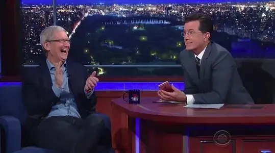 Tim Cook on Late Night with Stephen Colbert.webp